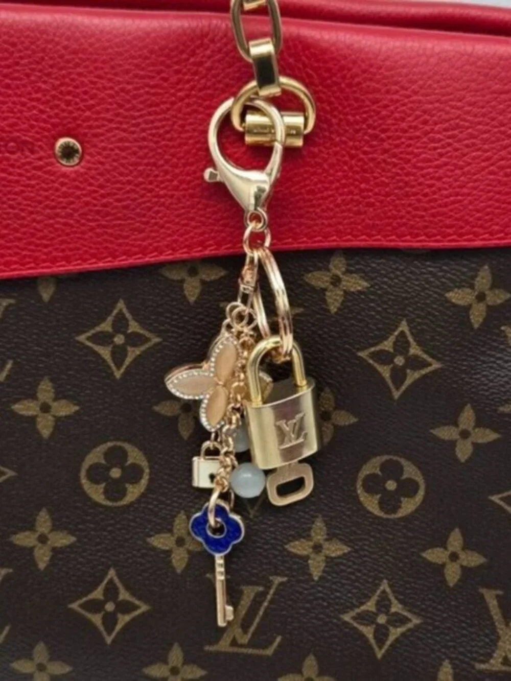 Authentic Louis Vuitton Gold Lock & Key 🔑 Bag Charm w/ Unbranded Charm